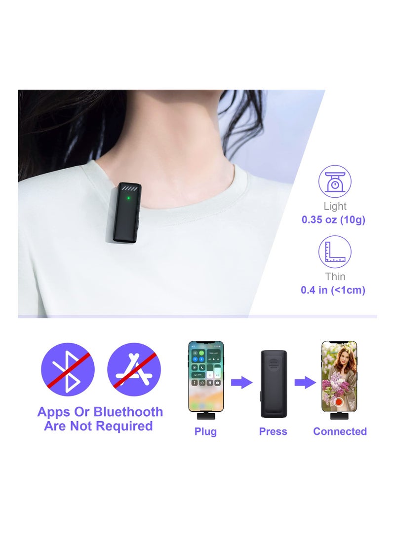 Wireless Lavalier Microphone, for iPhone iPad, 48H Battery Life, 2-in-1 Plug-Play Clip On Wireless Mic with Charging Case for iPad Recording Mic for Interview Video Podcast Vlog - Image 5