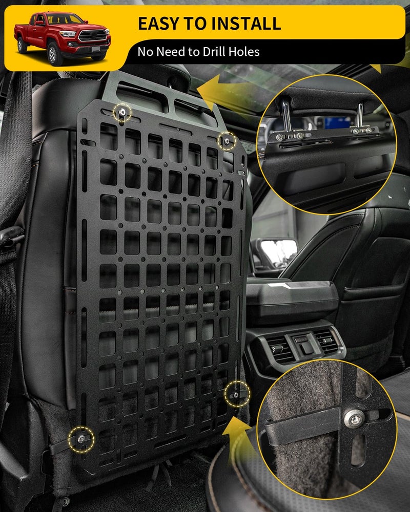 Maxzina Tactical Seat Back Molle Panel Compatible with 2015-2025 Ford F150 Tactical Seat Back Organizers Rigid Molle Panel Seat Back Storage Shelf Organizer 2024 Ford F-150 Accessories (Two Pieces) - Image 4