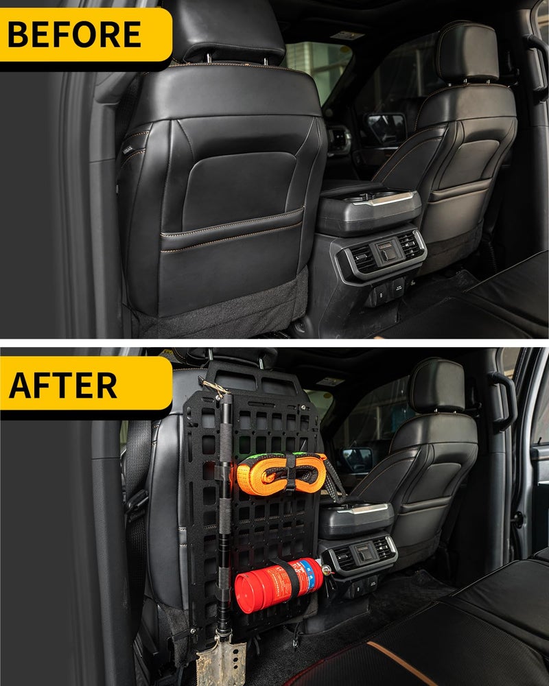 Maxzina Tactical Seat Back Molle Panel Compatible with 2015-2025 Ford F150 Tactical Seat Back Organizers Rigid Molle Panel Seat Back Storage Shelf Organizer 2024 Ford F-150 Accessories (Two Pieces) - Image 2