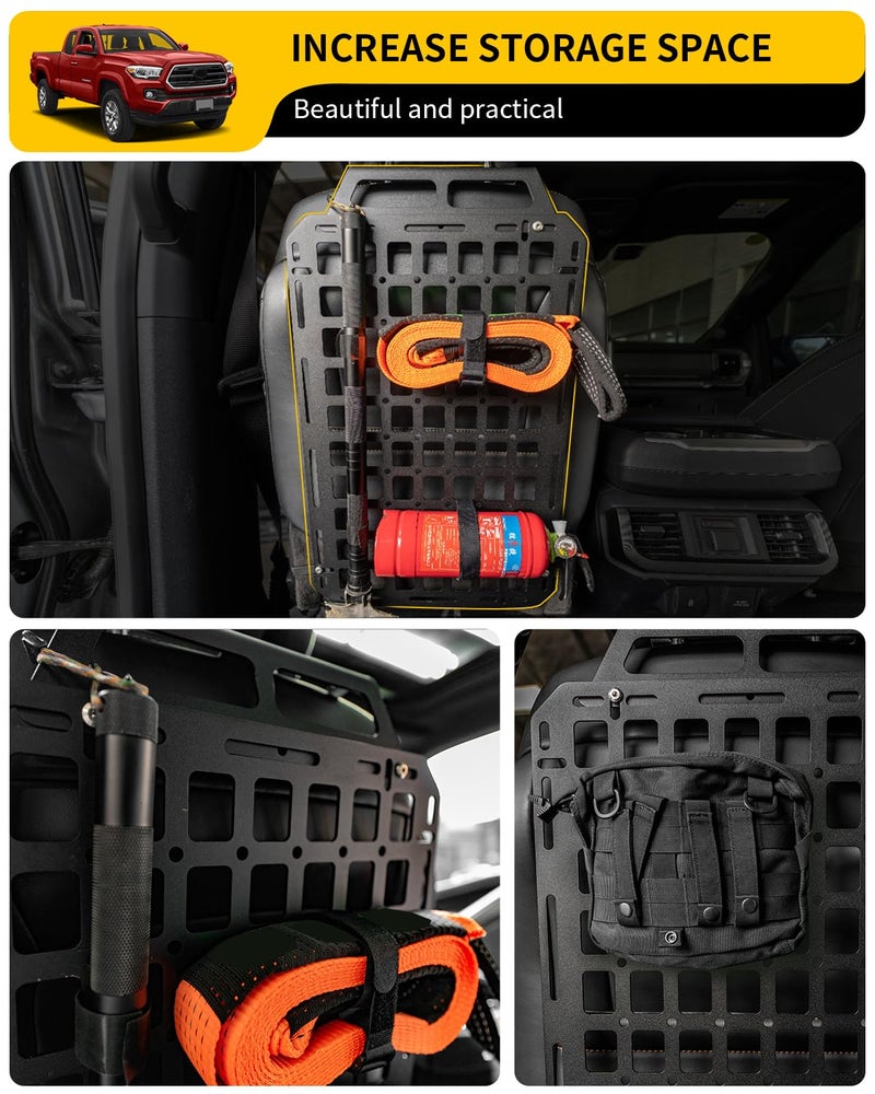 Maxzina Tactical Seat Back Molle Panel Compatible with 2015-2025 Ford F150 Tactical Seat Back Organizers Rigid Molle Panel Seat Back Storage Shelf Organizer 2024 Ford F-150 Accessories (Two Pieces) - Image 3