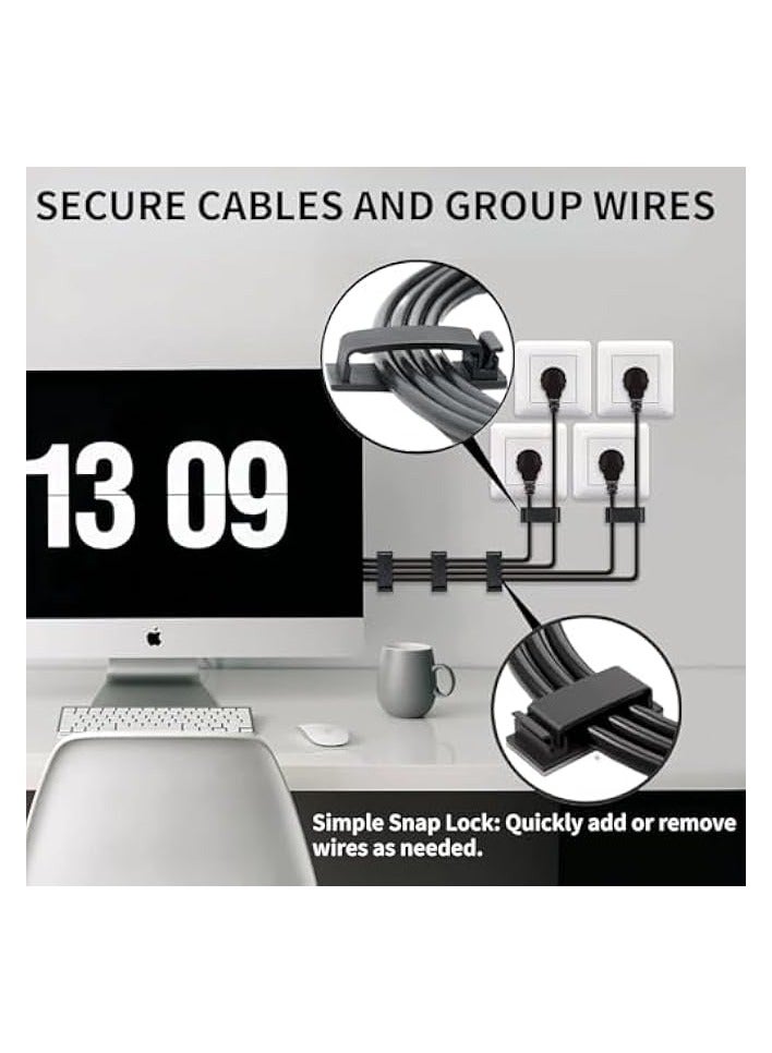 erorex 50 Pcs Cable Clips, Self-Adhesive Cable Management, Cord Organizer for Wire Holders, PC, Appliances, Ethernet Cable, Under Desk, Home, Office, Car - Image 3