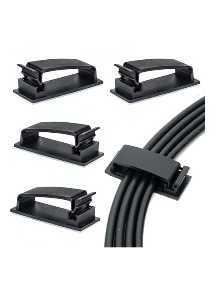 erorex 50 Pcs Cable Clips, Self-Adhesive Cable Management, Cord Organizer for Wire Holders, PC, Appliances, Ethernet Cable, Under Desk, Home, Office, Car - Image 1