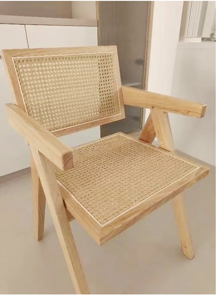 Raffine Set of 2 Multifunction Modern Household Ergonomic Armrest Side Upholstered Rattan Comfortable Support Backrest Accent Chair for Office Hall Living Room Garden Balcony Yard 51.5 x 54 x 80 cm  - Image 3