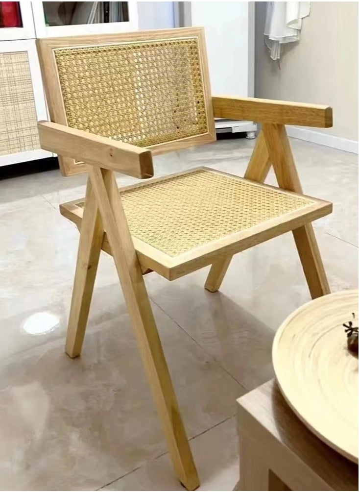 Raffine Set of 2 Multifunction Modern Household Ergonomic Armrest Side Upholstered Rattan Comfortable Support Backrest Accent Chair for Office Hall Living Room Garden Balcony Yard 51.5 x 54 x 80 cm  - Image 2