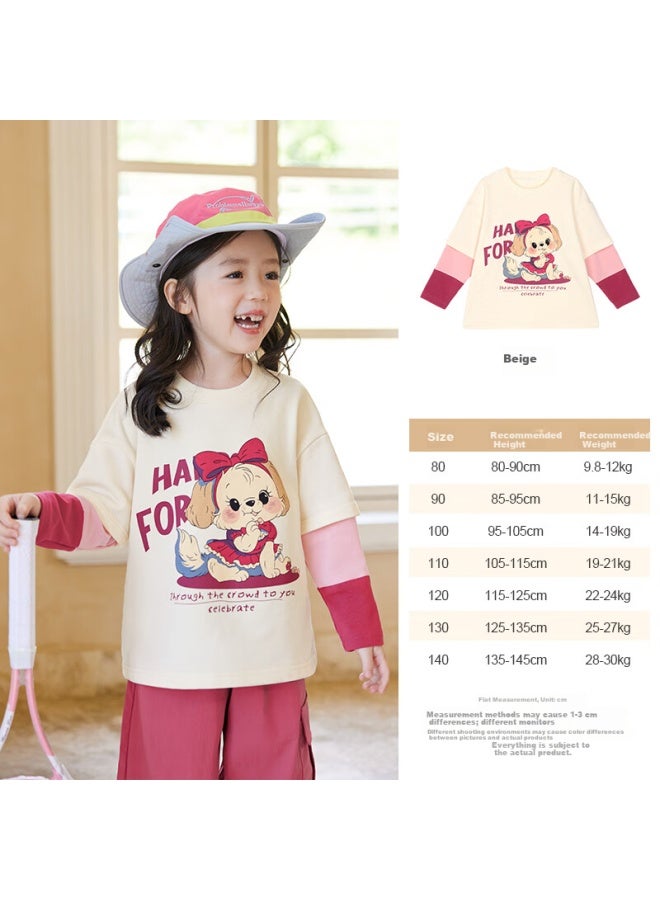 Luson Xiao O Bao Okids Girls' Sweatshirt Autumn New Girls' Faux Two-piece Top - Image 3