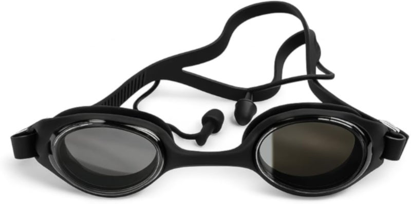 Professional Anti-Fog Swimming Goggles with UV Protection, Built-In Ear Plugs, and Adjustable Strap for Adults