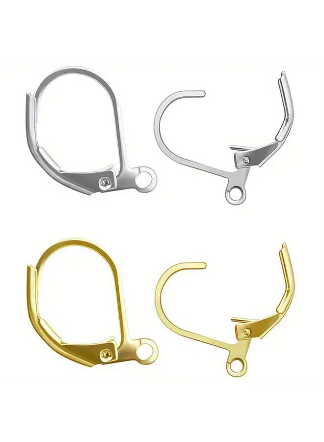 10 Pcs 304 Stainless Steel Lever Back D Ring Earring Hooks Golden - Image 1