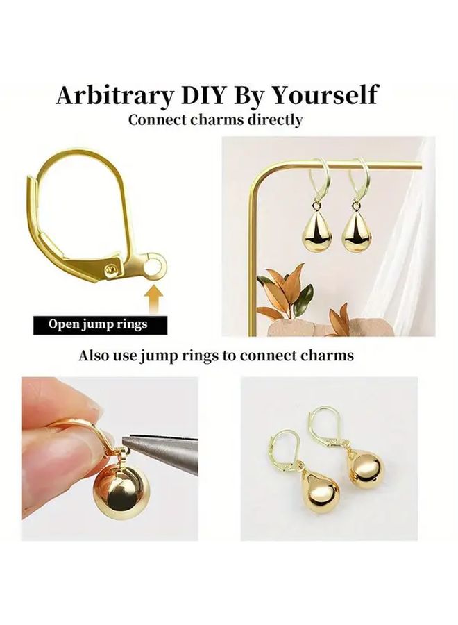 10 Pcs 304 Stainless Steel Lever Back D Ring Earring Hooks Golden - Image 2