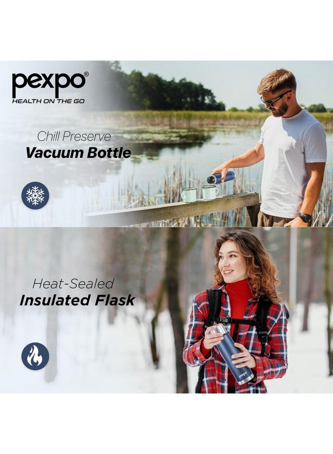 PEXPO Flamingo Pro ISI Certified Stainless Steel Water Bottle with Jute Bag 1000ml Hot & Cold Thermos Water Bottle | Insulated Water Bottle | Travelling | Outing | Trekking | RCB Edition - Denim Blue - Image 4