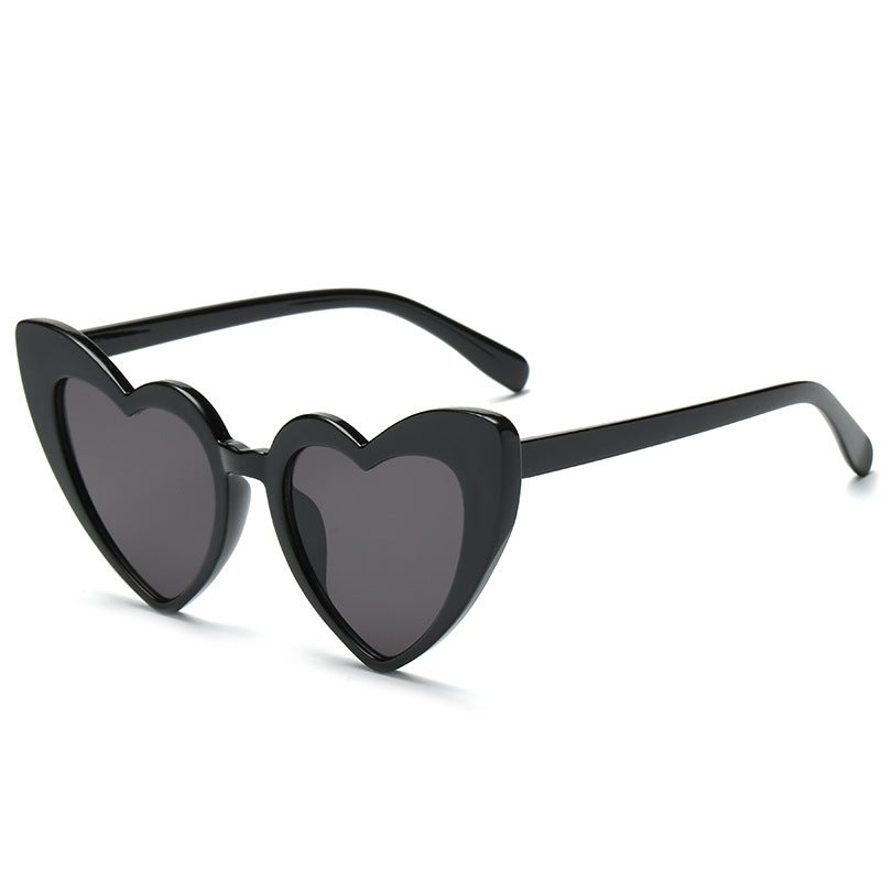 Generic Trendy Heart-Shaped Sunglasses for Women C01 bright black frame gray 