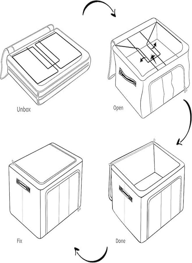 MOSSIO Foldable Steel Frame Clothes Organizer Storage Box for Wardrobe, Saree, Shirts, and Blankets (24 Ltr - Pack of 2) - Image 3