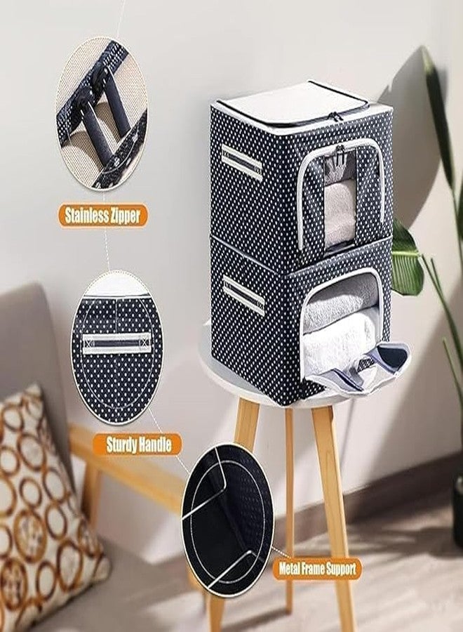 MOSSIO Foldable Steel Frame Clothes Organizer Storage Box for Wardrobe, Saree, Shirts, and Blankets (24 Ltr - Pack of 2) - Image 4