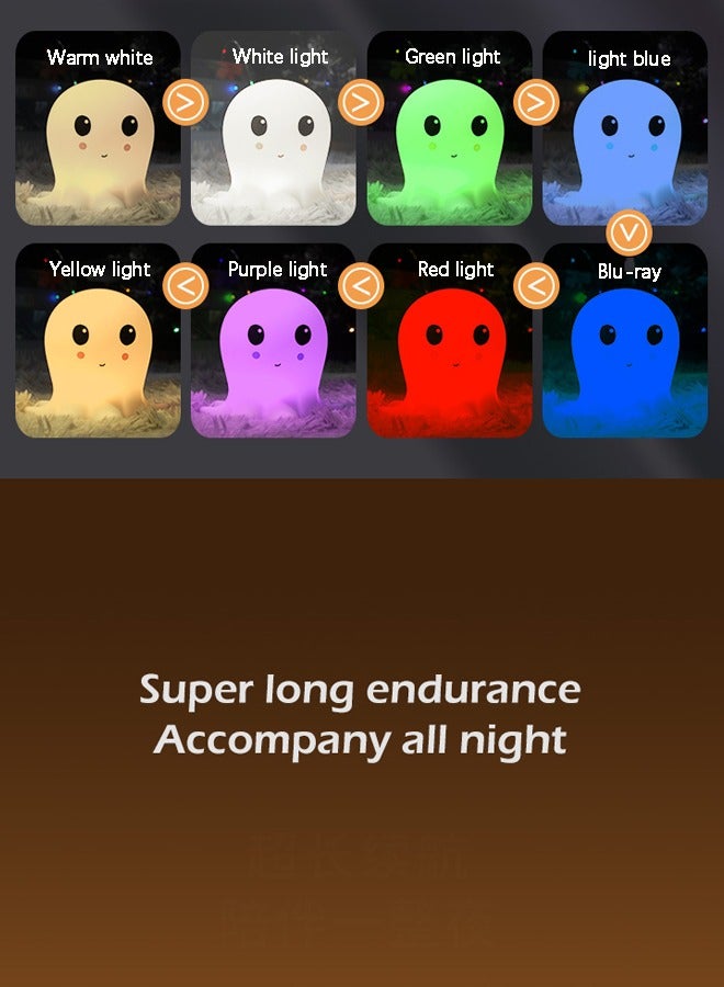 Kelesa Baby night light, bedroom decoration children's night light, children's room USB rechargeable color night light, bedroom silicone LED small octopus night light, light baby girl gift - Image 4