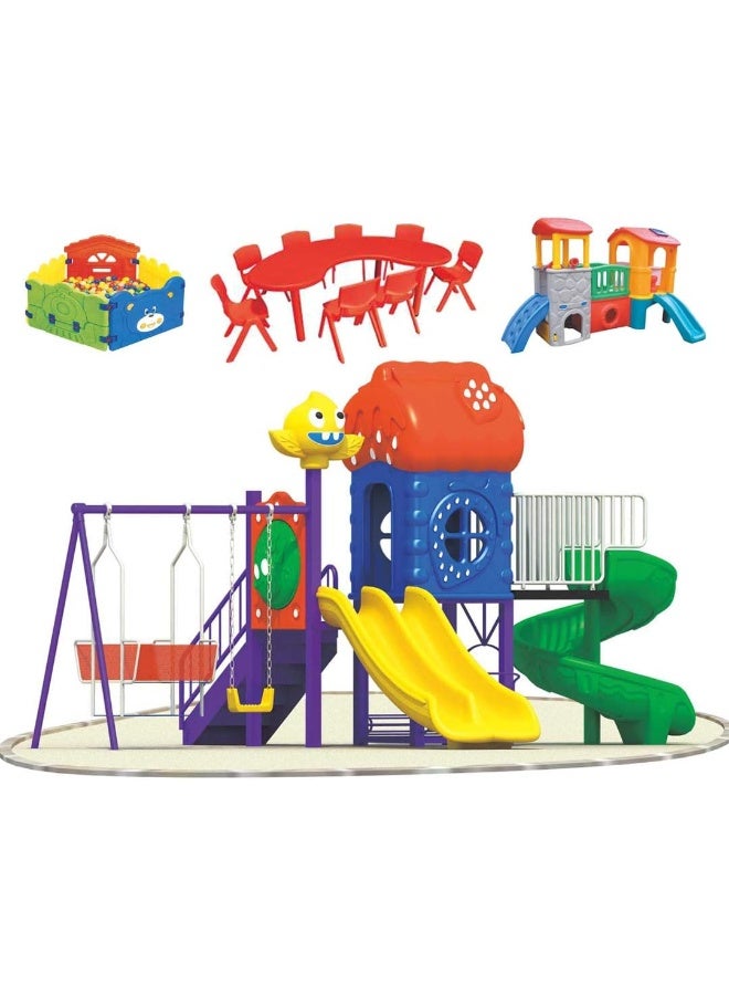 Rainbow Toys RBW TOYS Outdoor Games Set for Kids, Playset include Swing, Slide and More - Image 1