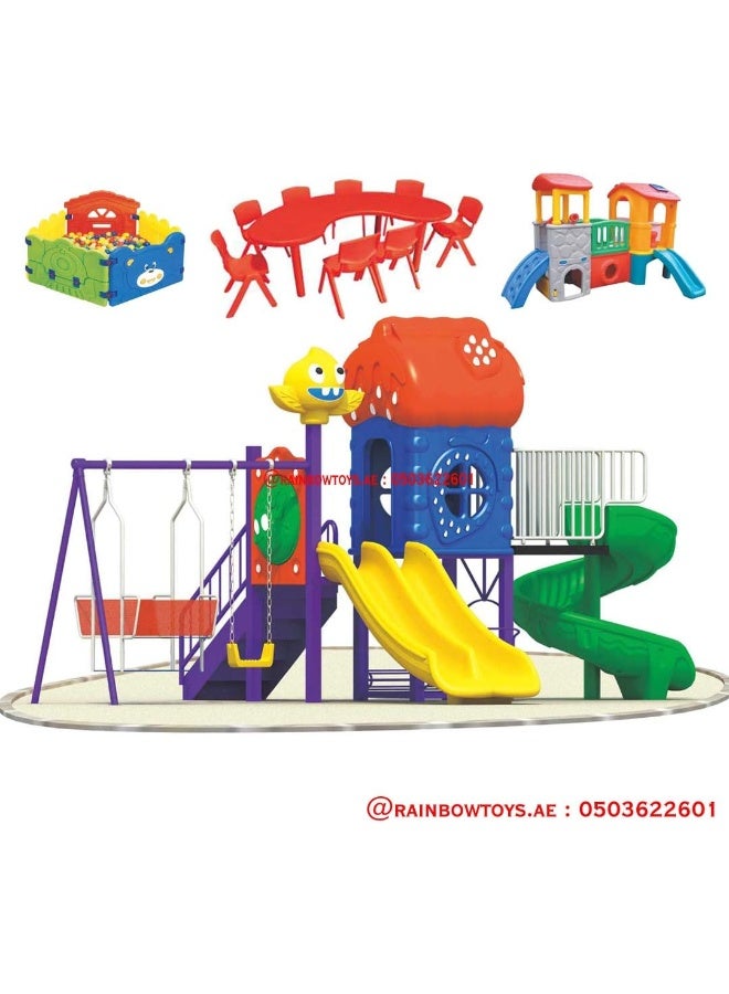 Rainbow Toys RBW TOYS Outdoor Games Set for Kids, Playset include Swing, Slide and More - Image 2