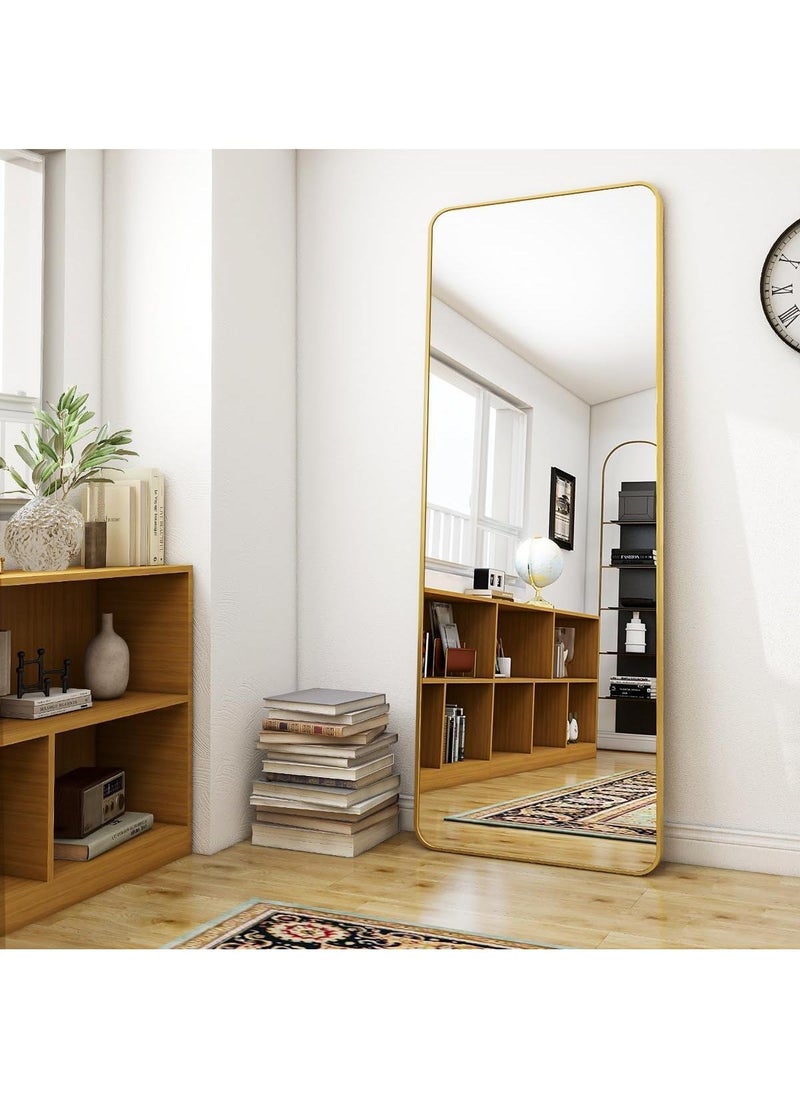 Generic - Gold Full Length Mirror Standing Arched Large Standing Dressing Mirror Hanging Leaning Against Floor Mirrors Wall Mounted Mirror With Stand For Bedroom Locker Room Living Room - Image 1
