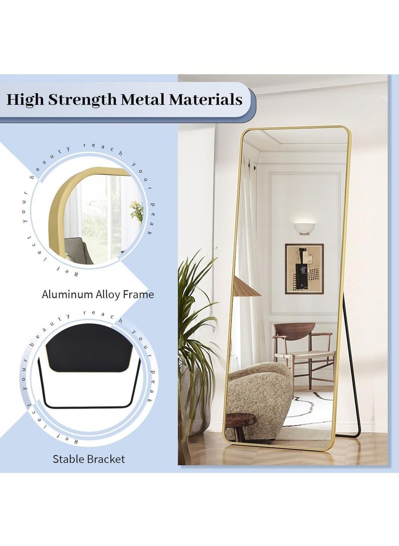 Generic - Gold Full Length Mirror Standing Arched Large Standing Dressing Mirror Hanging Leaning Against Floor Mirrors Wall Mounted Mirror With Stand For Bedroom Locker Room Living Room - Image 1