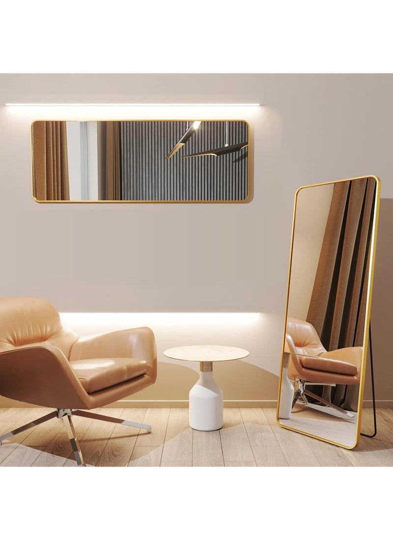 Generic - Gold Full Length Mirror Standing Arched Large Standing Dressing Mirror Hanging Leaning Against Floor Mirrors Wall Mounted Mirror With Stand For Bedroom Locker Room Living Room - Image 1