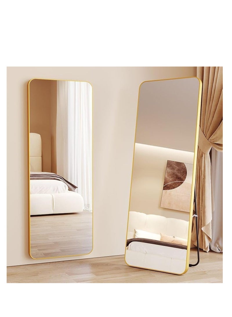 Gold Full Length Mirror Standing Arched Large Standing Dressing Mirror Hanging Leaning Against Floor Mirrors Wall Mounted Mirror With Stand For Bedroom Locker Room Living Room  - Image 1