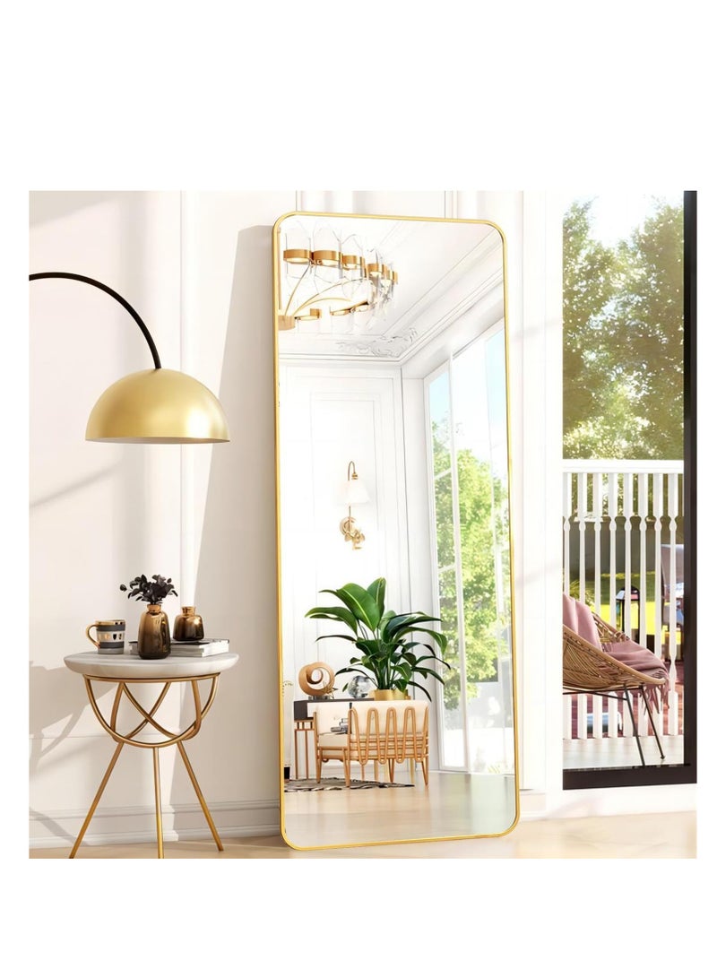 Gold Full Length Mirror Standing Arched Large Standing Dressing Mirror Hanging Leaning Against Floor Mirrors Wall Mounted Mirror With Stand For Bedroom Locker Room Living Room  - Image 4