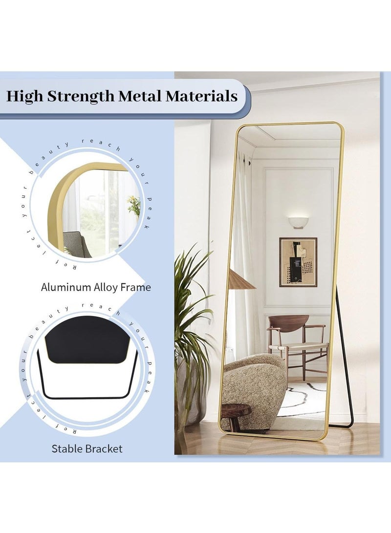Gold Full Length Mirror Standing Arched Large Standing Dressing Mirror Hanging Leaning Against Floor Mirrors Wall Mounted Mirror With Stand For Bedroom Locker Room Living Room  - Image 5