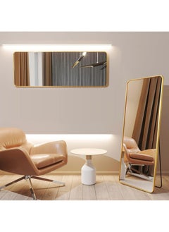Generic Full Length Mirror Rounded Corner Floor Mirror Standing Hanging or Leaning Against Wall Dressing Room Mirror Full Length Gold  - Image 4