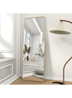 Generic Full Length Mirror Rounded Corner Floor Mirror Standing Hanging or Leaning Against Wall Dressing Room Mirror Full Length Gold  - Image 1
