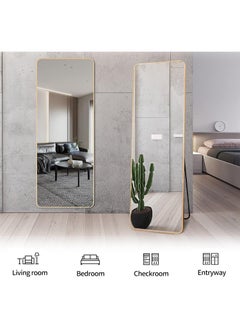 Generic Full Length Mirror Rounded Corner Floor Mirror Standing Hanging or Leaning Against Wall Dressing Room Mirror Full Length Gold  - Image 2