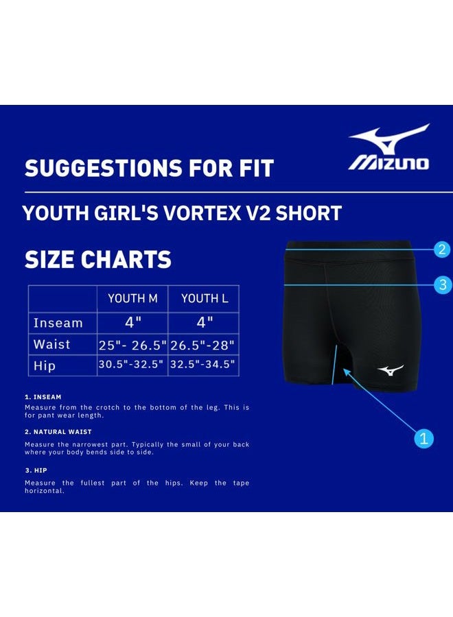 Mizuno Girls' Youth Vortex V2 Volleyball Short - Image 5