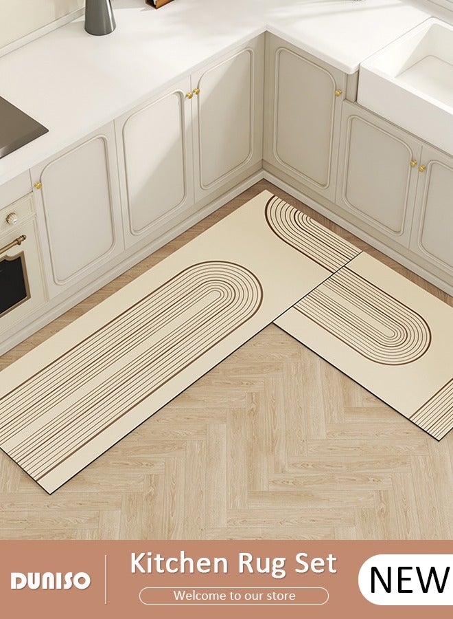 DUNISO 2 PCS  Kitchen Mats and Rugs Set , Non Slip Heavy Duty Standing Mat, Quick Dry Diatom Mud Floor Mat,  Extra Soft and Absorbent Floor Mats for  Kitchen, Bath, Office, Laundry(40*60cm+40*120cm) - Image 1