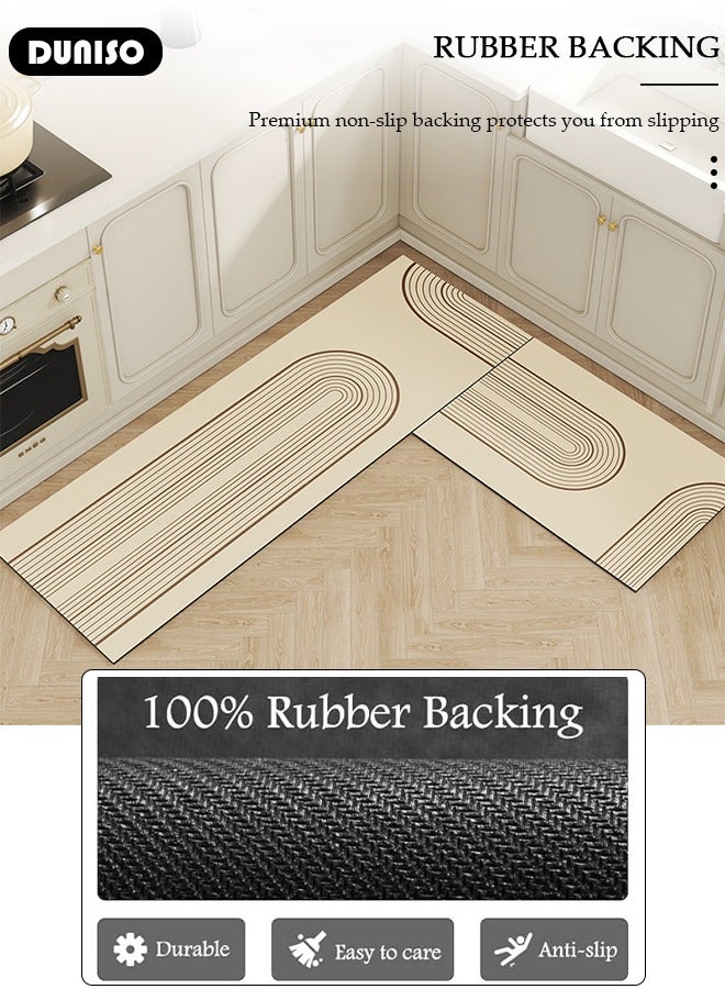DUNISO 2 PCS  Kitchen Mats and Rugs Set , Non Slip Heavy Duty Standing Mat, Quick Dry Diatom Mud Floor Mat,  Extra Soft and Absorbent Floor Mats for  Kitchen, Bath, Office, Laundry(40*60cm+40*120cm) - Image 2