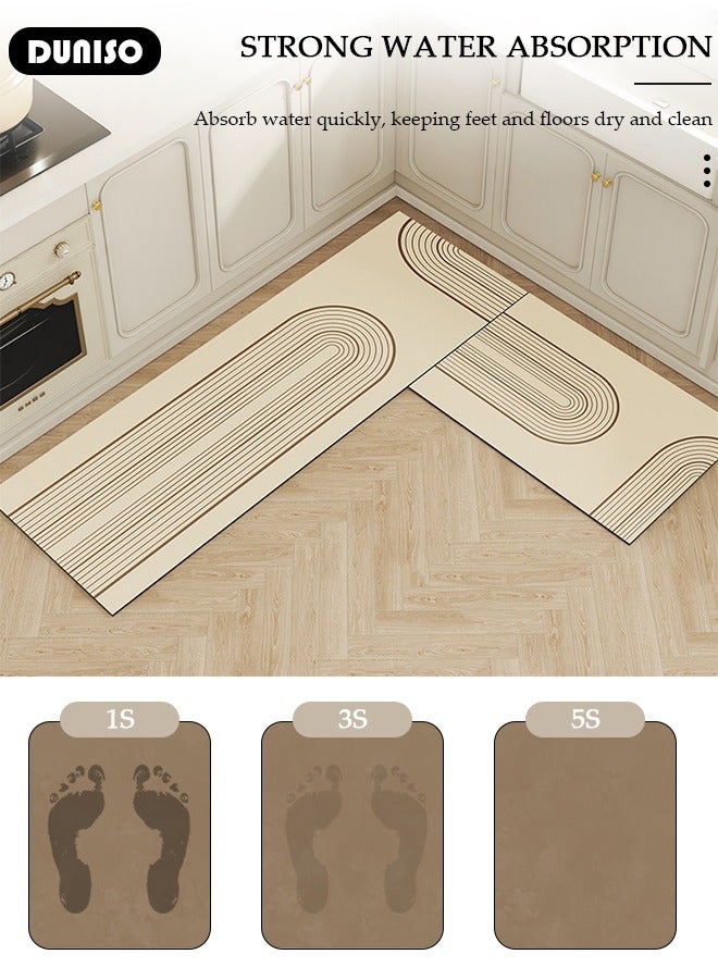 DUNISO 2 PCS  Kitchen Mats and Rugs Set , Non Slip Heavy Duty Standing Mat, Quick Dry Diatom Mud Floor Mat,  Extra Soft and Absorbent Floor Mats for  Kitchen, Bath, Office, Laundry(40*60cm+40*120cm) - Image 3