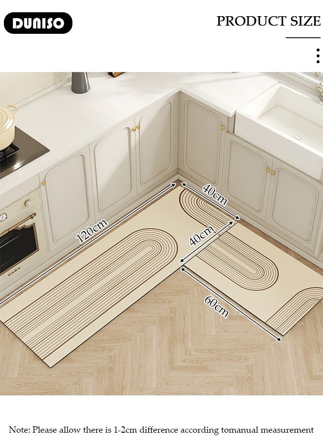 DUNISO 2 PCS  Kitchen Mats and Rugs Set , Non Slip Heavy Duty Standing Mat, Quick Dry Diatom Mud Floor Mat,  Extra Soft and Absorbent Floor Mats for  Kitchen, Bath, Office, Laundry(40*60cm+40*120cm) - Image 4