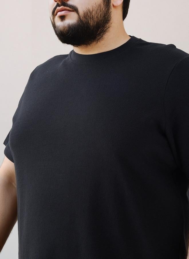 سبلاش فيڤ تيشيرت بياقة مستديرة بنقش جاكار للمقاسات الكبيرة - Image 4