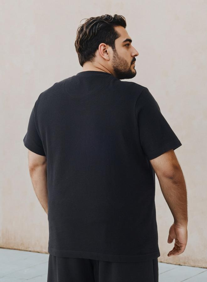 سبلاش فيڤ تيشيرت بياقة مستديرة بنقش جاكار للمقاسات الكبيرة - Image 3