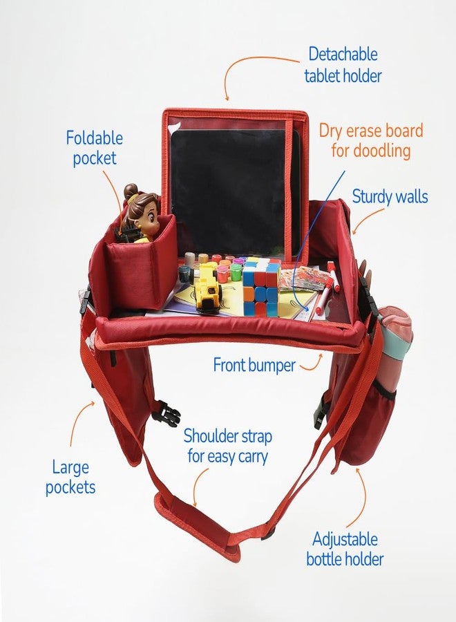 Nomado's Fold & Go Travel Tray- Cars & Flight Organizer w/Dry Erase Board- Tablet & Bottle Holder - Waterproof Snack Kids Lap Tray Table - Road Trip Activities Toddlers & Kids for Years (Black) - Image 2