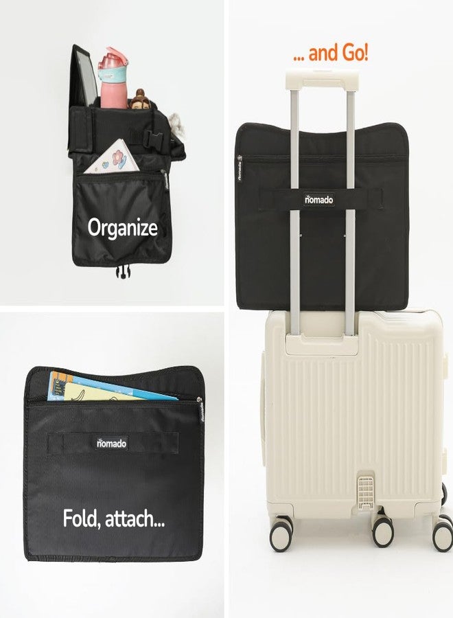 Nomado's Fold & Go Travel Tray- Cars & Flight Organizer w/Dry Erase Board- Tablet & Bottle Holder - Waterproof Snack Kids Lap Tray Table - Road Trip Activities Toddlers & Kids for Years (Black) - Image 4