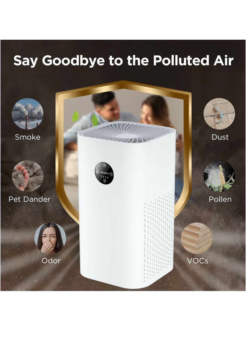 Air Purifier for Home Bedroom, Up to 60m², Ultra Quiet HEPA Air Filter Cleaner with 4 Speed for Better Sleep, Allergies, Dust, Odour, Pet, Smoke, Office, Desktop