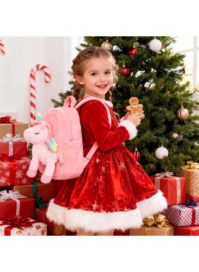 Lazada Toddler Backpack Unicorn Kids Backpacks for Girls Plush Toy Baby Girl Gifts Light Pink Age 3+ - Image 4