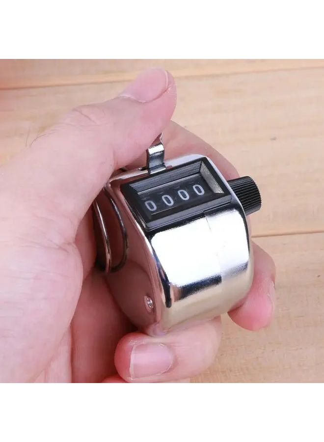 Silvery Manual Counting Machine Portable Handheld Counter 0 9999 Large Display Durable Retail Inventory Office Tool - Image 1