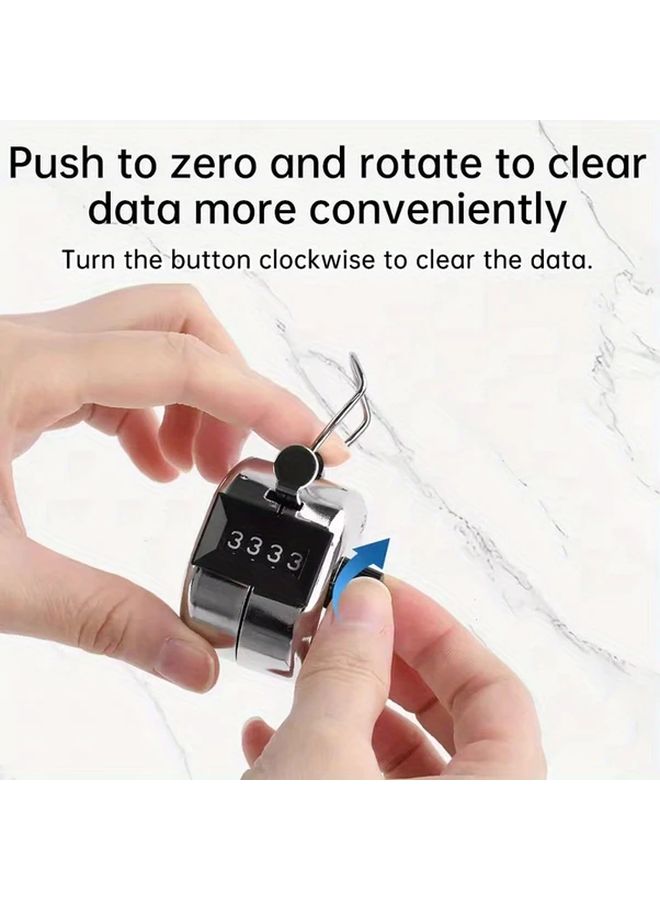 Silvery Manual Counting Machine Portable Handheld Counter 0 9999 Large Display Durable Retail Inventory Office Tool - Image 3
