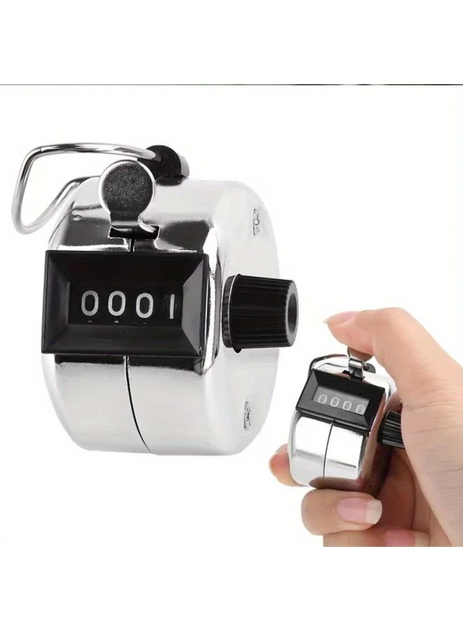 Silvery Manual Counting Machine Portable Handheld Counter 0 9999 Large Display Durable Retail Inventory Office Tool - Image 2