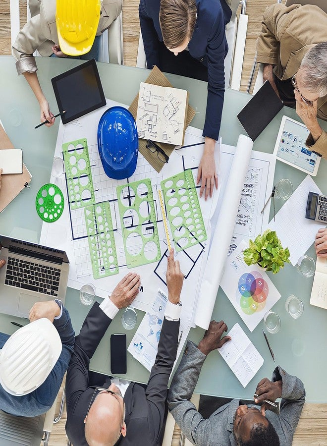 قوالب دوائر بريتواد، 5 قطع، قوالب بلاستيكية دائرية وبيضاوية، قوالب قياس، مساطر، رسومات هندسية رقمية للمكاتب والمدارس، قوالب رسومات القوالب الخشبية. - Image 5