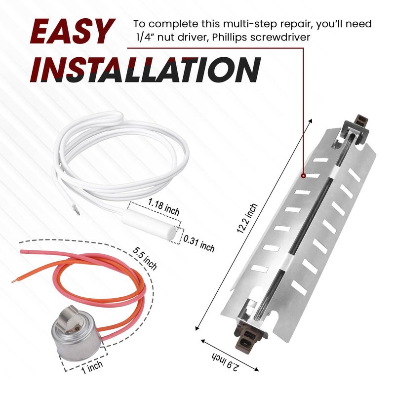 Seentech WR51X10055 Defrost Heater, WR55X10025 Temperature Sensor, WR50X10068 Defrost Thermostat - Compatible GE & Hotpoint Refrigerators - Replaces: WR51X10030, AP3183311, 914088, AH303781 - Image 5