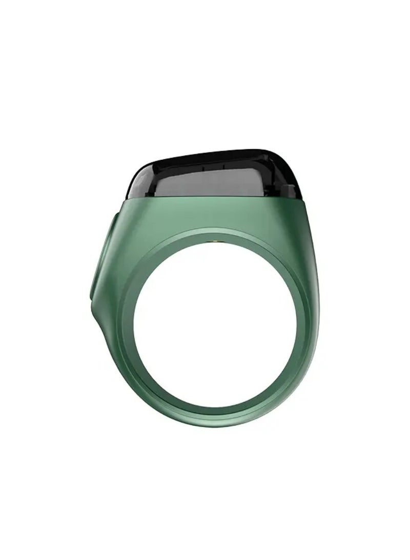 iQIBLA Smart Tasbih Zikr Ring Wide Display 1.5CM Powerful Battery Backup Upto 7 Days OLED Display Noor Smart Ring App Operated Tasbih Counter Prayer Reminder Technology Plastic 22MM Ring Green - Image 4