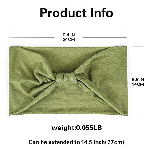 Gili جيلي 6 حزمة من عصابات الرأس العريضة للنساء غير قابلة للانزلاق ناعمة مرنة لربط الشعر لليوغا والجري والرياضة وصالة الألعاب الرياضية ، أغطية رأس قطنية مربوطة ، عمائم أفريقية (مع 6 قطع من روابط الشعر) - Image 2