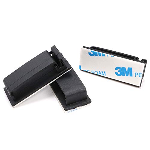 ENVISIONED Cable Clips 3M Adhesive, Multipurpose Wire Clamps for Cable Management and Cable Runs - 50 Pack Black Bundled with 10 Reusable Cable Ties - Image 2