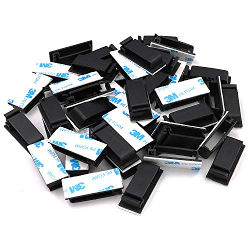 ENVISIONED Cable Clips 3M Adhesive, Multipurpose Wire Clamps for Cable Management and Cable Runs - 50 Pack Black Bundled with 10 Reusable Cable Ties - Image 3