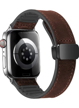 Leather Bands Compatible with Apple Watch Band 42mm 44mm 45mm 46mm 49mm,Mens Leather Watch Band Vintage Fashion,Replacement Bands Strap for iWatch Series Ultra 8 7 6 5 4 3 2 1 SE Women Men - view 2
