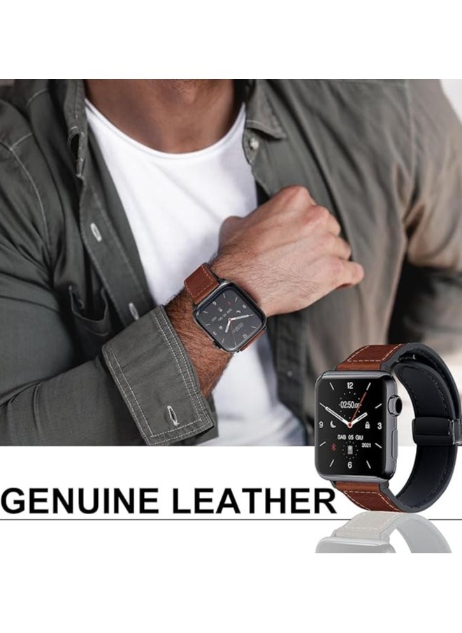 keloray - Leather Bands Compatible with Apple Watch Band 42mm 44mm 45mm 46mm 49mm,Mens Leather Watch Band Vintage Fashion,Replacement Bands Strap for iWatch Series Ultra 8 7 6 5 4 3 2 1 SE Women Men - Image 1